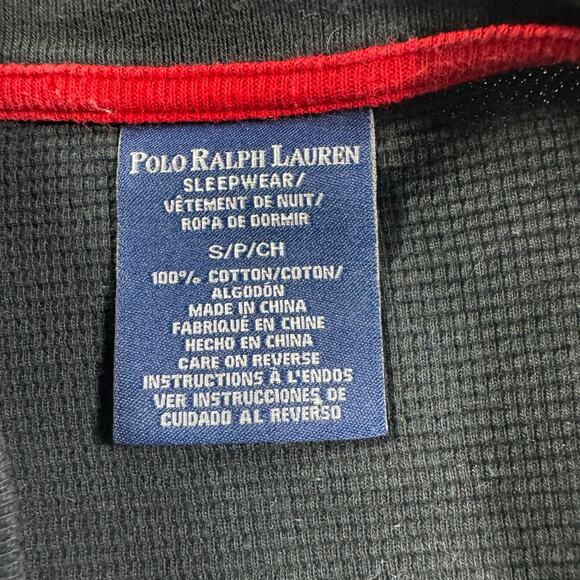 Polo Ralph Lauren Sleepwear Small Black with Red Pony Thermal Waffle Knit L/S - Picture 9 of 12